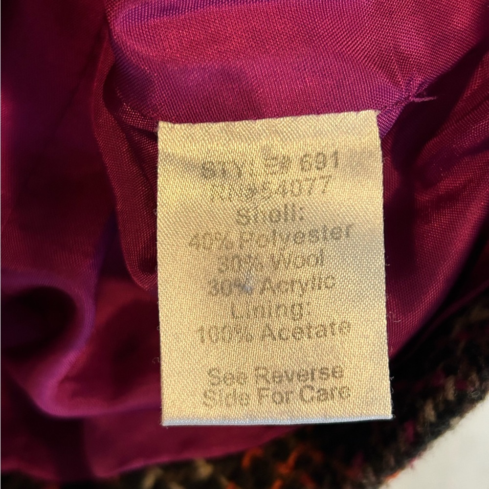CABi sweater vest in brown/multi. Front button closure with tie. - Picture 5 of 6